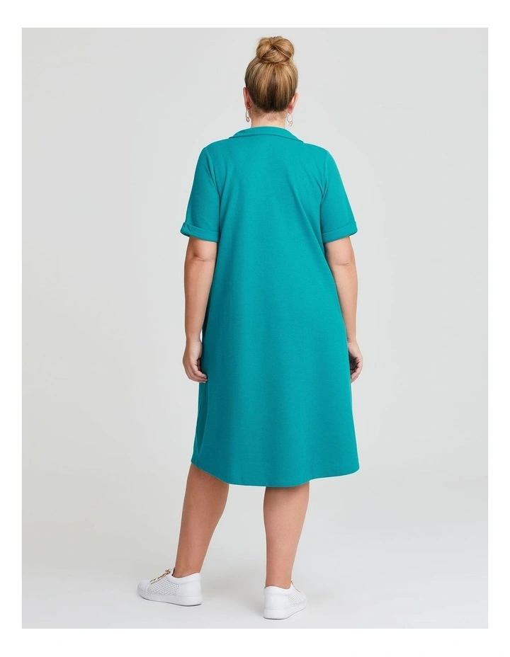 Waffle Collared Dress in Aquamarine image 2