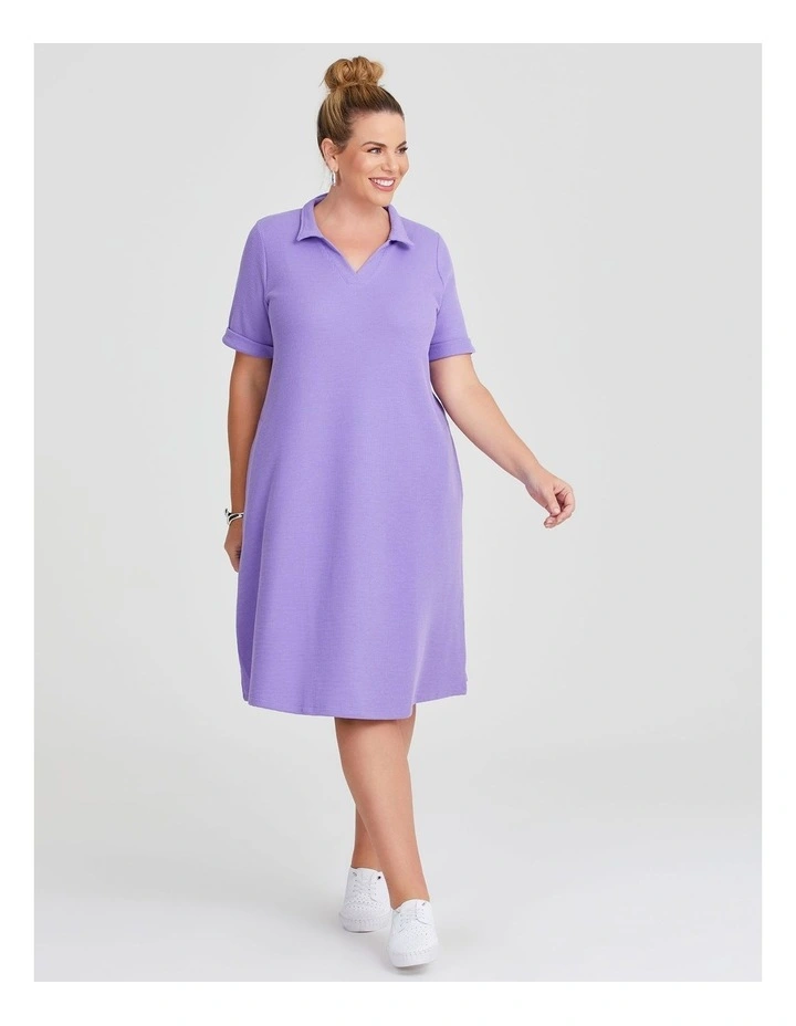 Waffle Collared Dress in Iris image 1