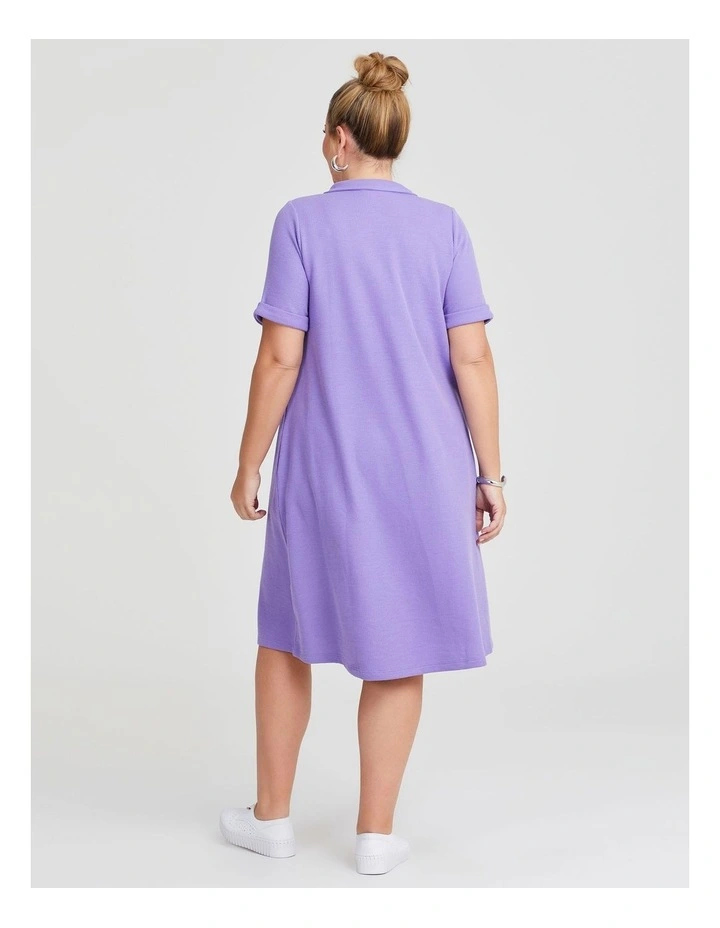 Waffle Collared Dress in Iris image 2
