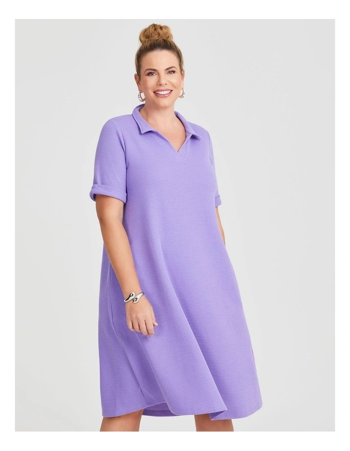 Waffle Collared Dress in Iris image 3