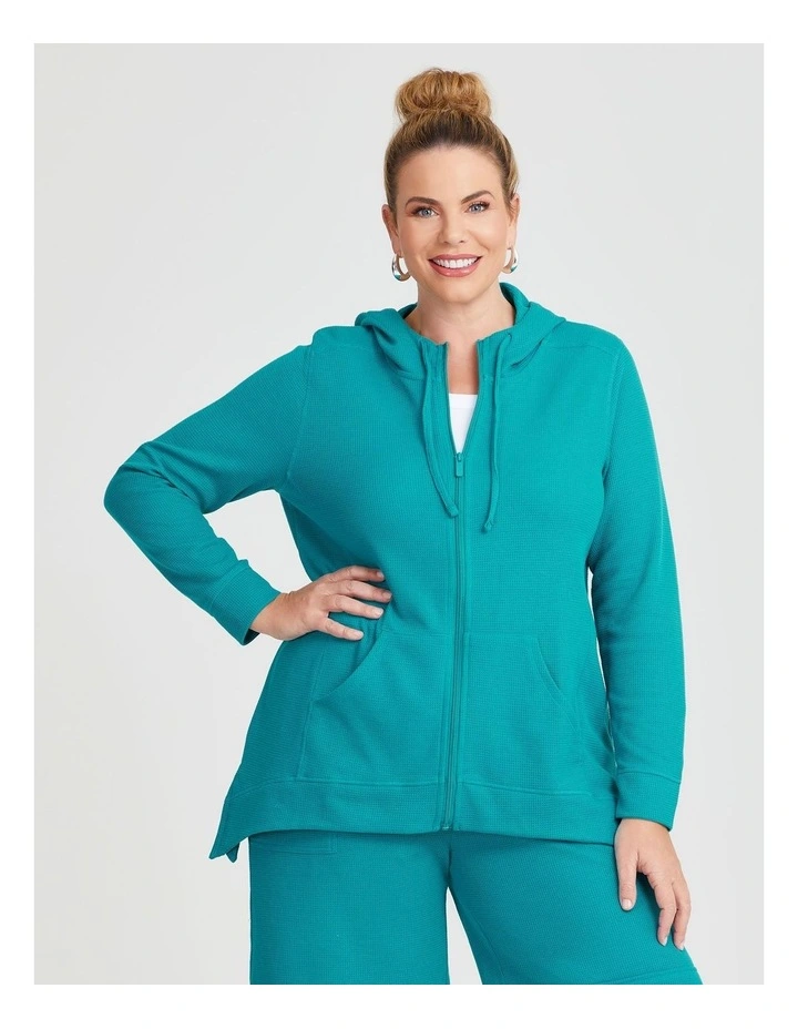 Waffle Hooded Jacket in Aquamarine image 3