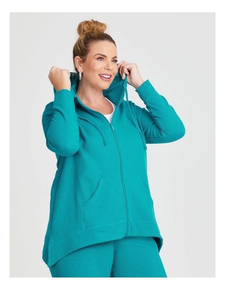 Waffle Hooded Jacket in Aquamarine image 4