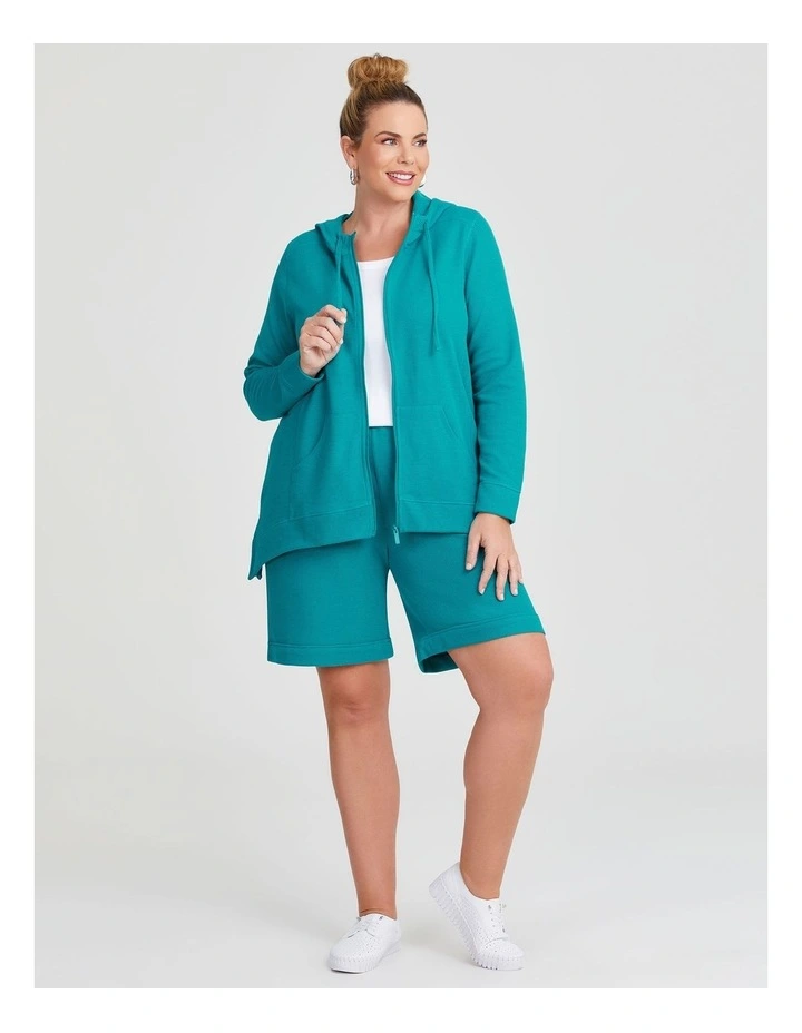 Waffle Hooded Jacket in Aquamarine image 5