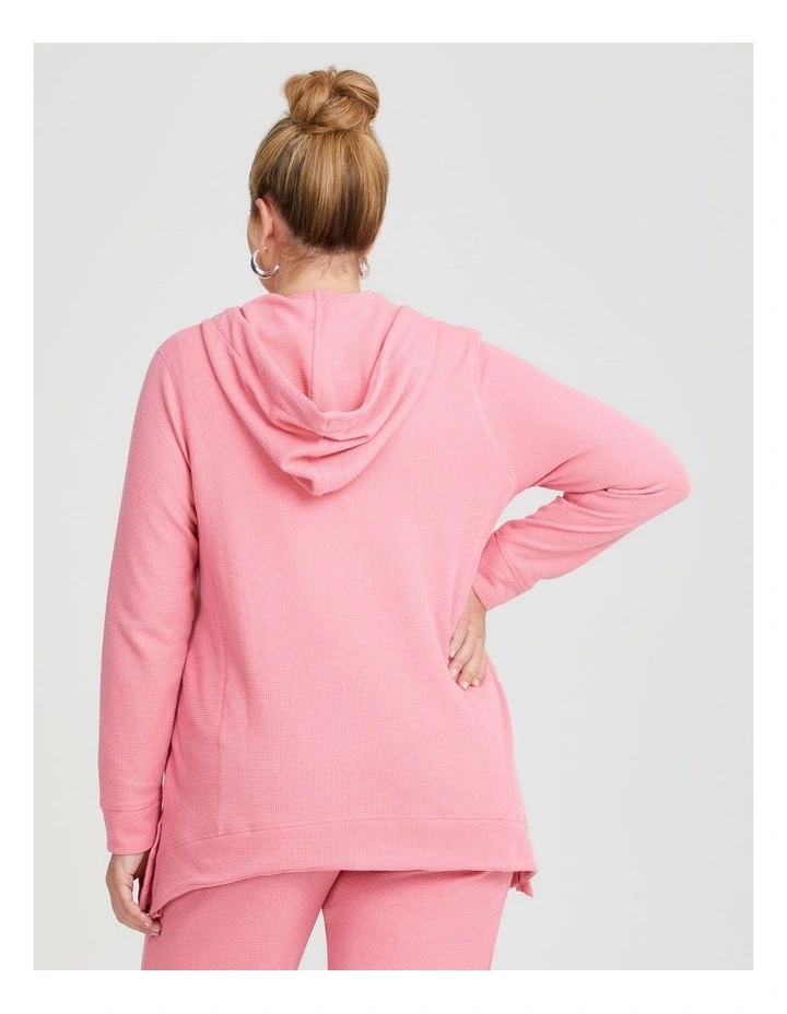Waffle Hooded Jacket in Rose Pink image 2