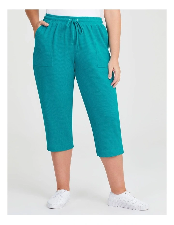 Waffle Pull On Crop Pant in Aquamarine image 1