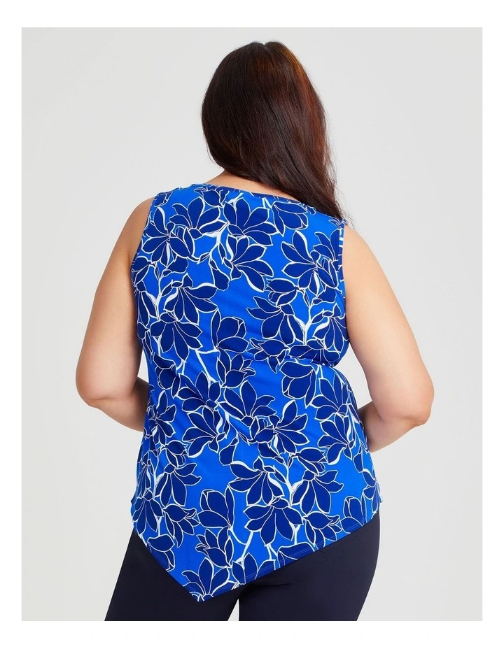 Printed Mix Media Tank in Navy Print image 2