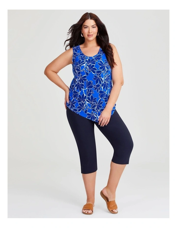Printed Mix Media Tank in Navy Print image 3