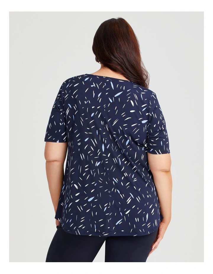 Pintuck Detail Top in Navy Print image 2