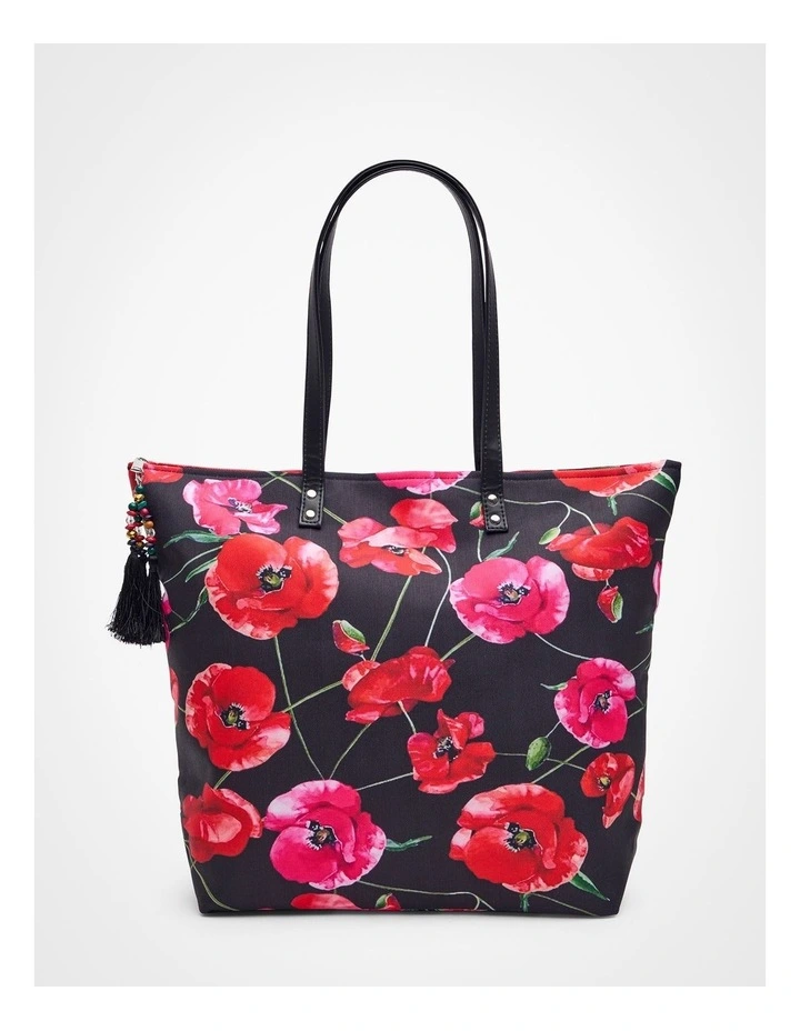 Poppy Print Tote Bag in Multi image 1