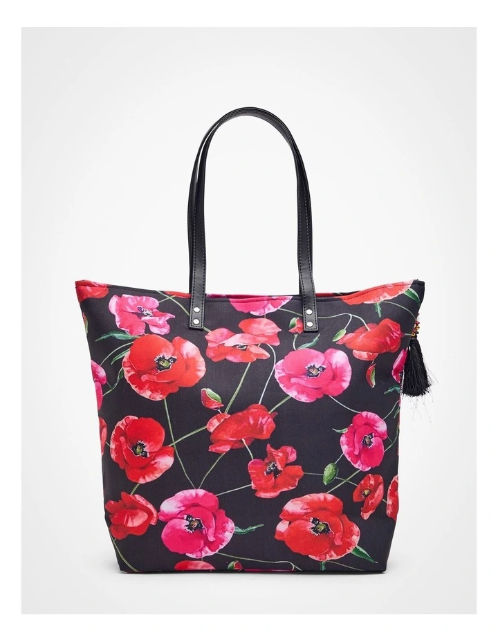 Poppy Print Tote Bag in Multi image 2