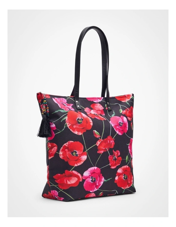 Poppy Print Tote Bag in Multi image 3