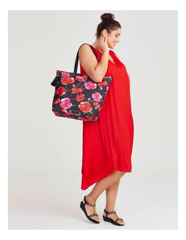 Poppy Print Tote Bag in Multi image 5