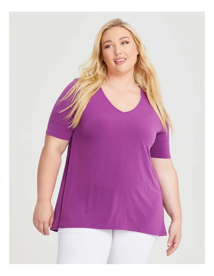 Strive V Neck Short Sleeve Top in Orchid image 1