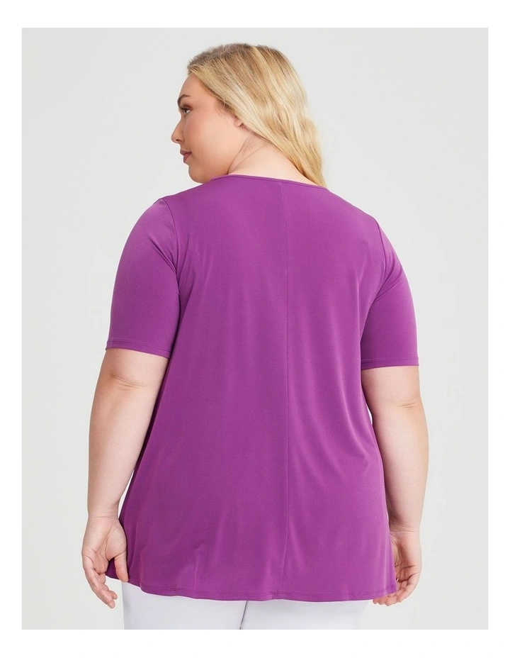 Strive V Neck Short Sleeve Top in Orchid image 2