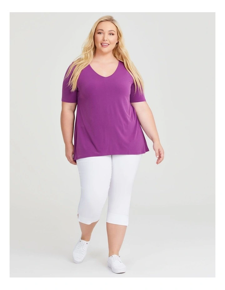 Strive V Neck Short Sleeve Top in Orchid image 3