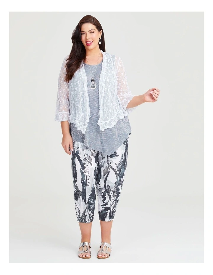 Foil Spot Mesh Cardigan in Multi image 4