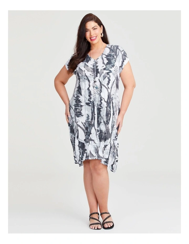 Abstract Bamboo Tulip Dress in Grey image 1