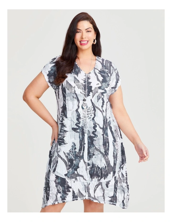 Abstract Bamboo Tulip Dress in Grey image 3