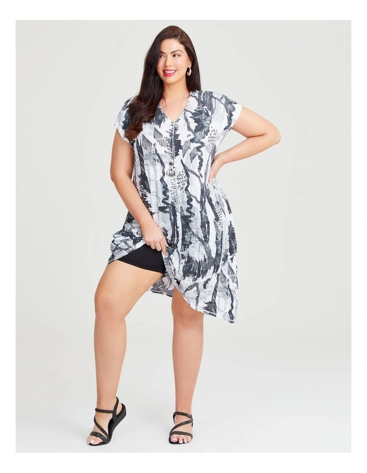 Abstract Bamboo Tulip Dress in Grey image 4