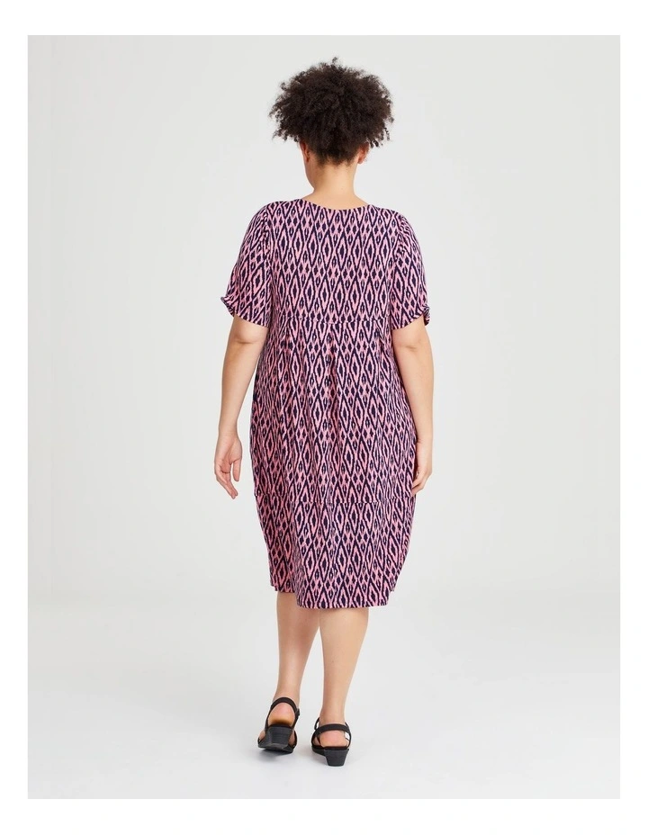 Ikat Luna Tulip Dress Dark in Indigo/pink image 2