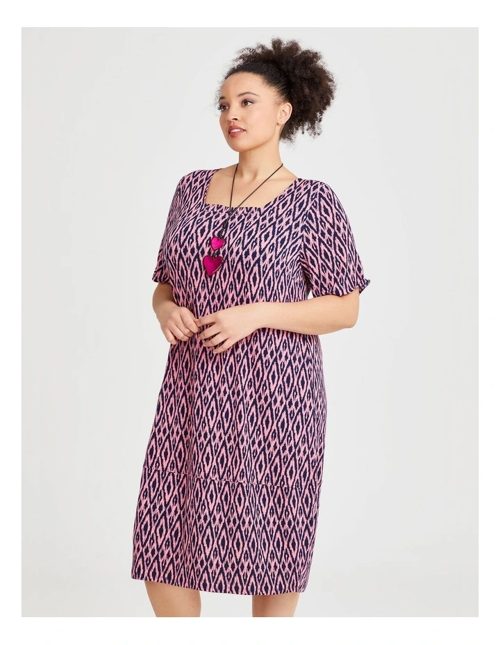 Ikat Luna Tulip Dress Dark in Indigo/pink image 3