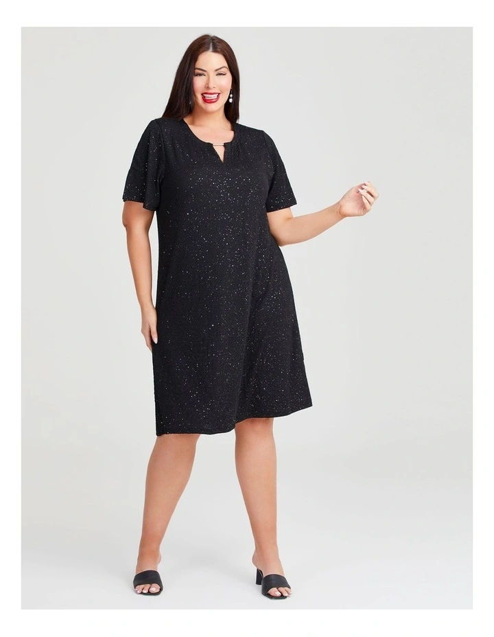 Cocktail Sparkle Knit Dress in Black image 1