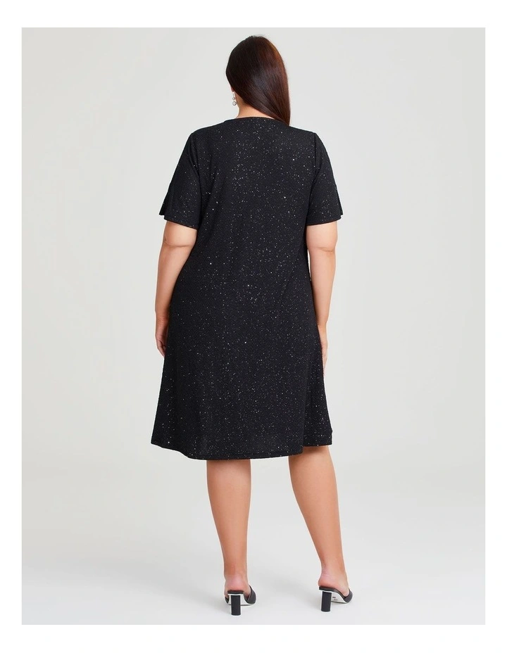 Cocktail Sparkle Knit Dress in Black image 2