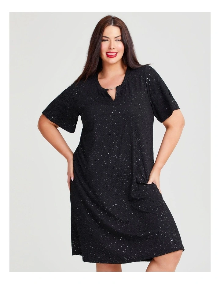 Cocktail Sparkle Knit Dress in Black image 4