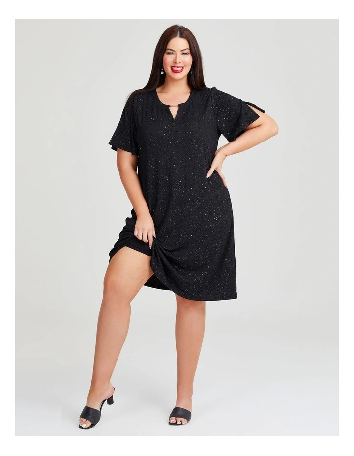 Cocktail Sparkle Knit Dress in Black image 5