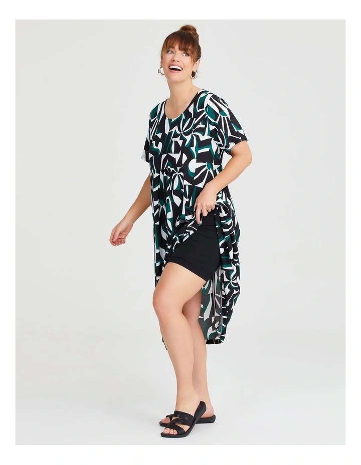 Natural Pocket Midi Dress in Geometric Print image 4