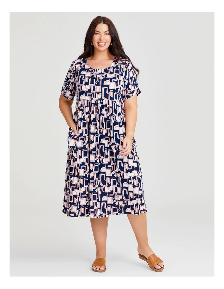 Long Sleeves Front Zip up Pocket Midi Dress main image 1