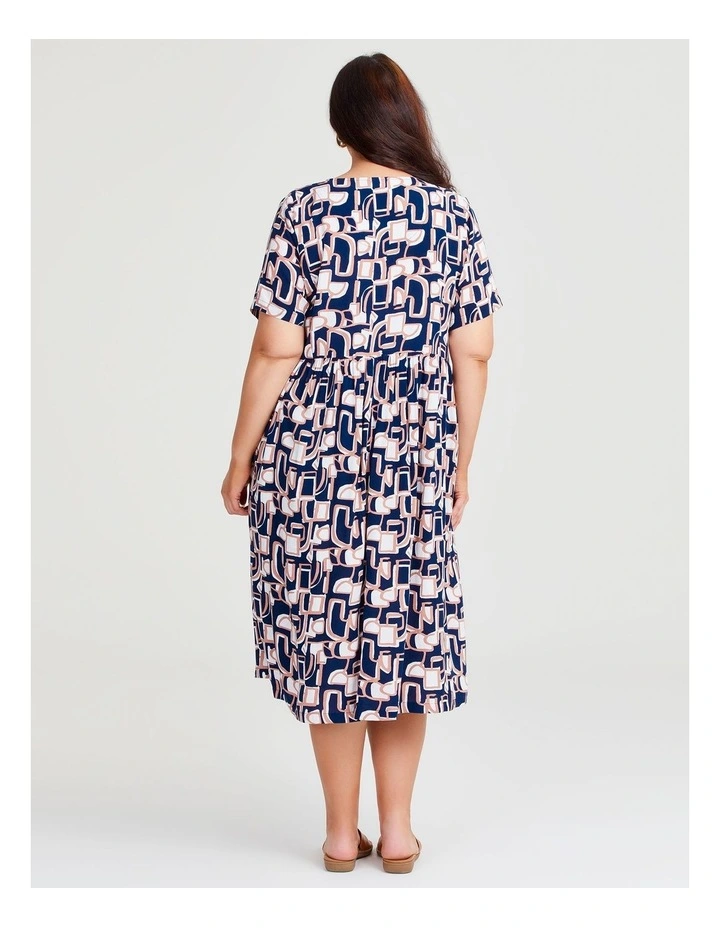 Natural Pocket Midi Dress in Abstract Print image 2