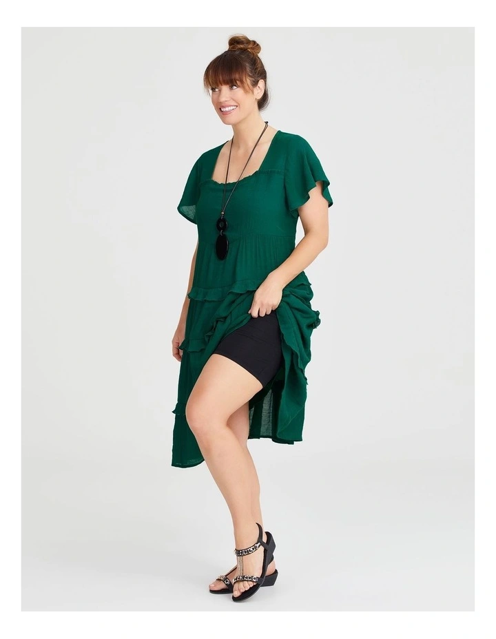 Natural Ruffle Tiered Dress in Deep Jungle image 3