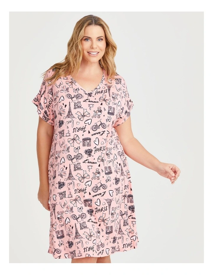 Bamboo Eiffel Tower Nightie in Print image 3