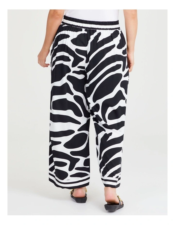 Natural Abstract Stripe Pant in Black/off White image 2
