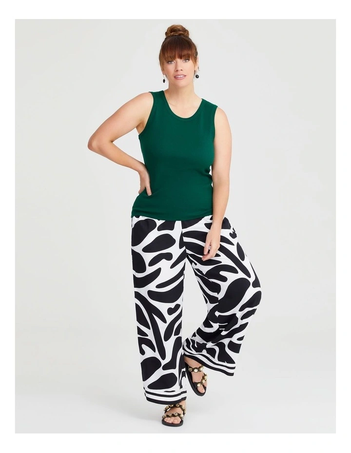 Natural Abstract Stripe Pant in Black/off White image 3