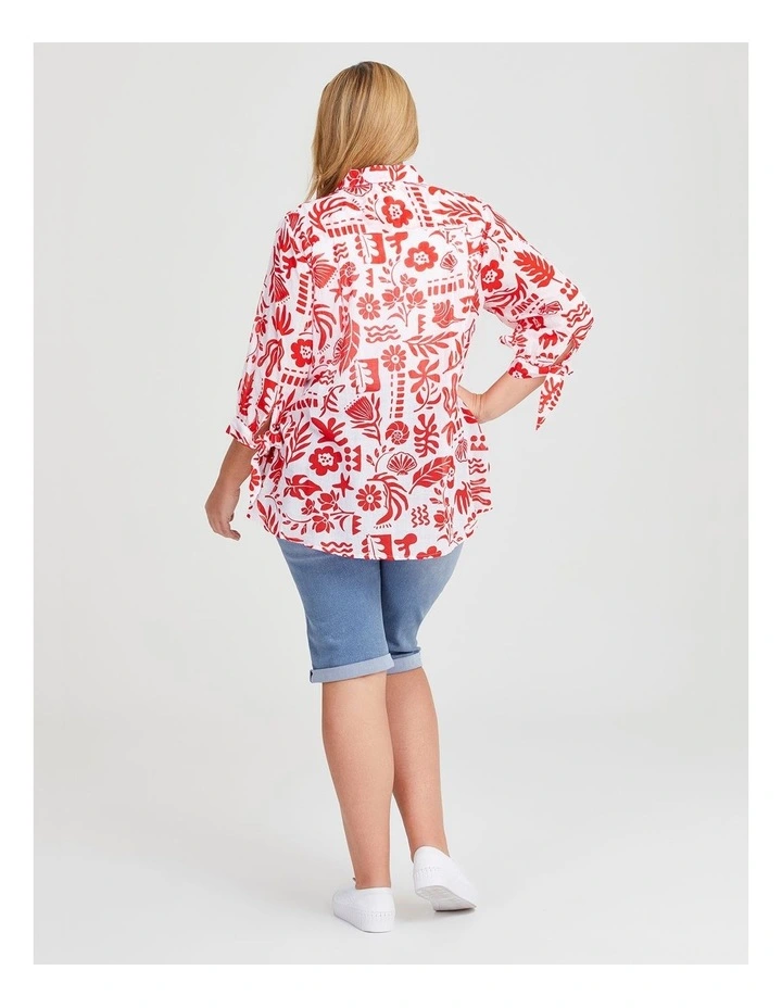 Cotton Beach Motif Shirt in Multi image 2