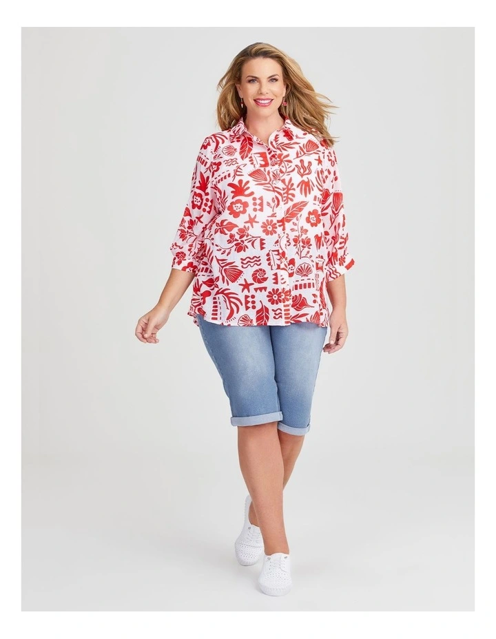 Cotton Beach Motif Shirt in Multi image 3