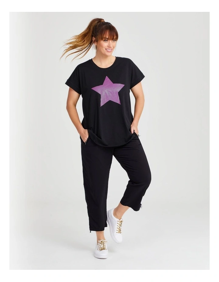 Cotton Active Star T-shirt in Black image 3
