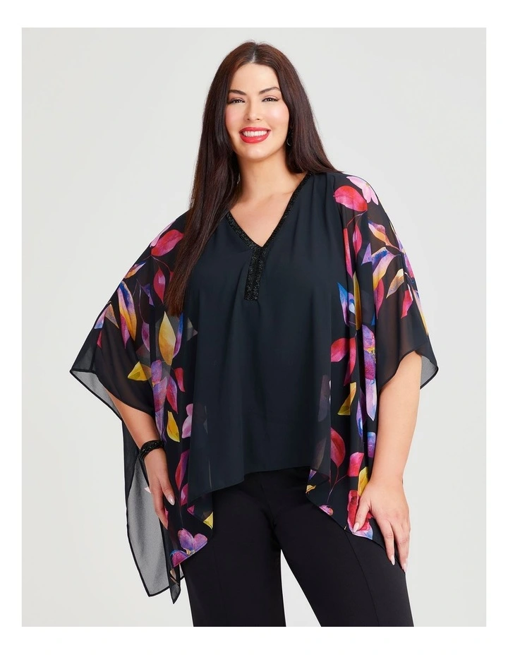 Border Petal Chiffon Event Top in Multi image 1