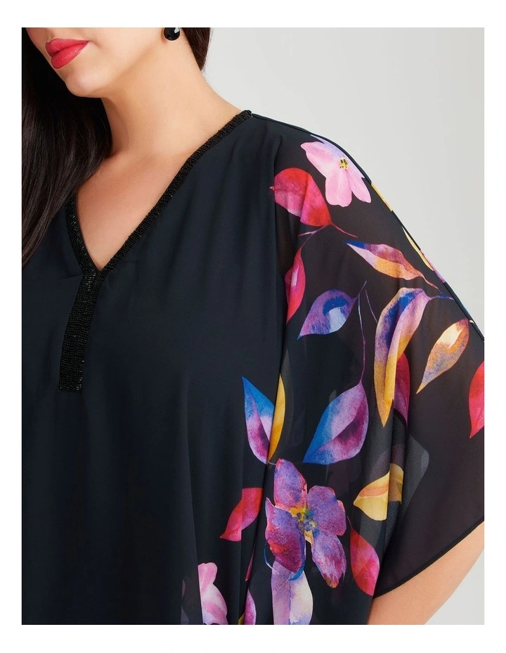 Border Petal Chiffon Event Top in Multi image 3
