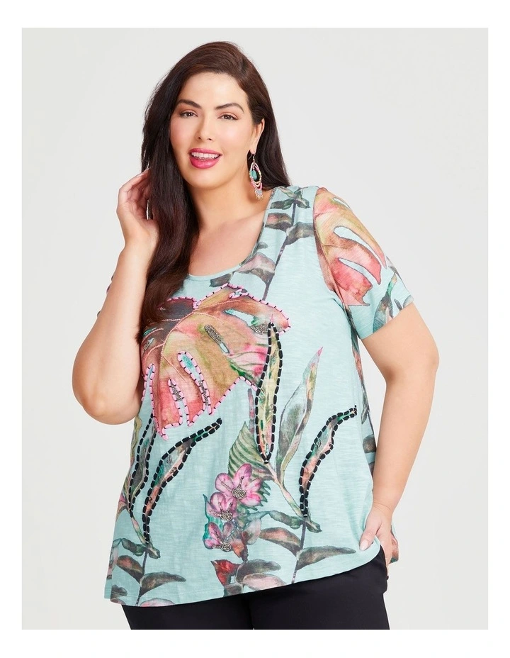 Sorbet Cotton Modal Print Top in Multi image 1