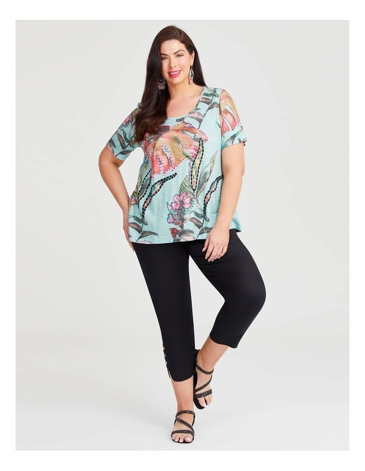Sorbet Cotton Modal Print Top in Multi image 3
