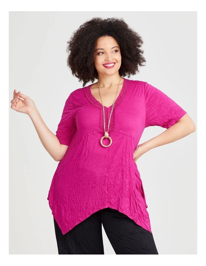 Bamboo Summer V-Neck Top in Vivid Pink image 1