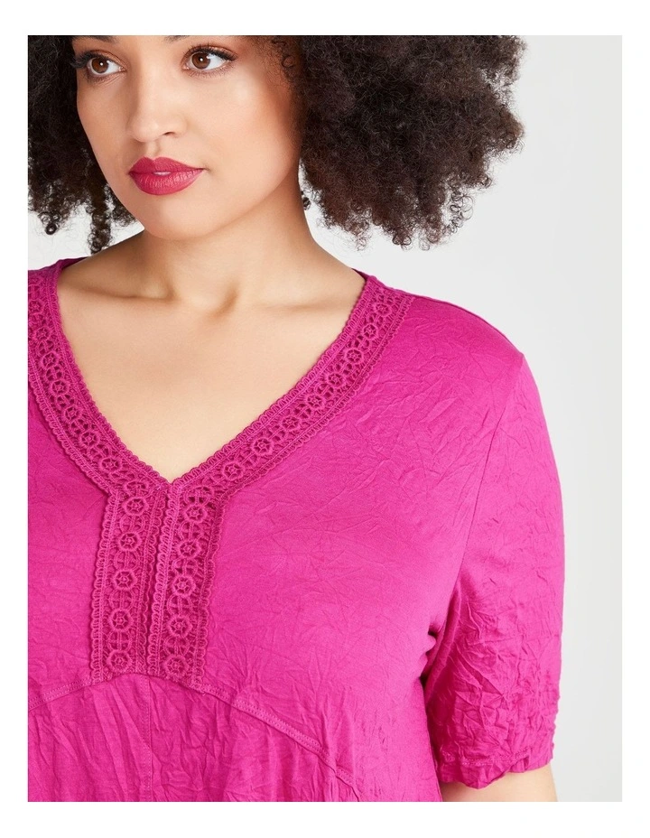 Bamboo Summer V-Neck Top in Vivid Pink image 3