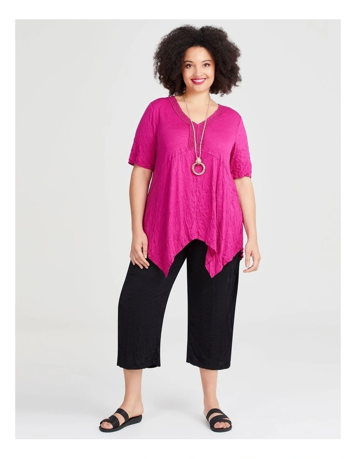 Bamboo Summer V-Neck Top in Vivid Pink image 4