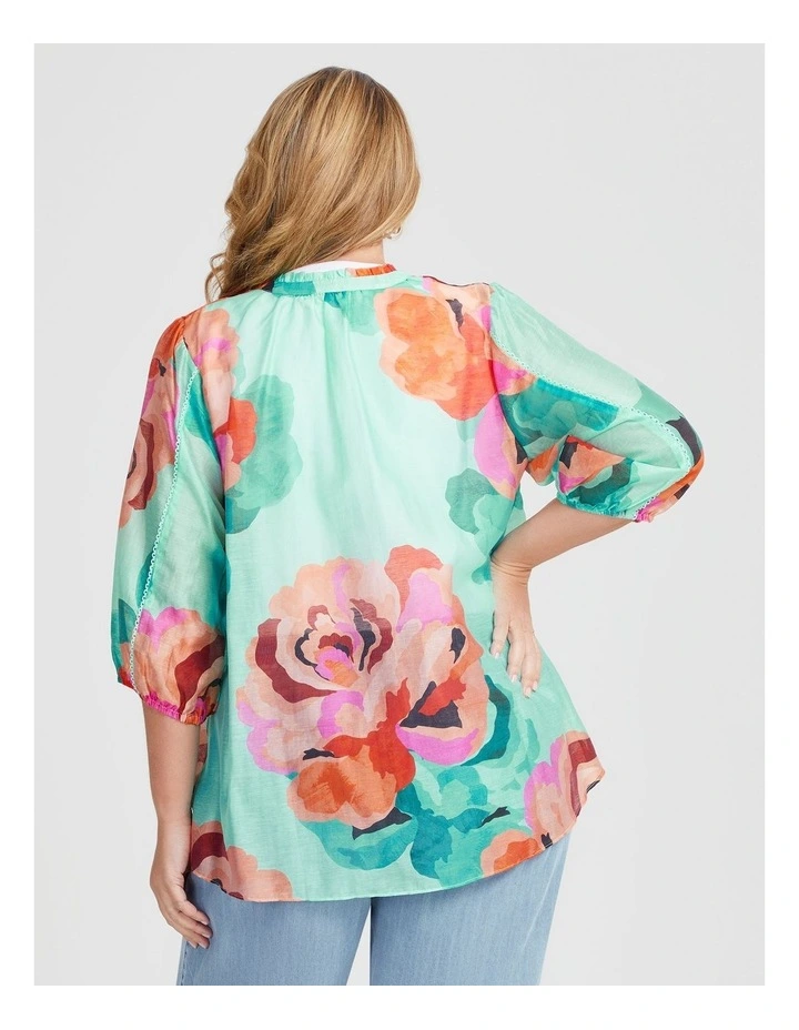 Natural Painted Bloom Top in Multi image 2