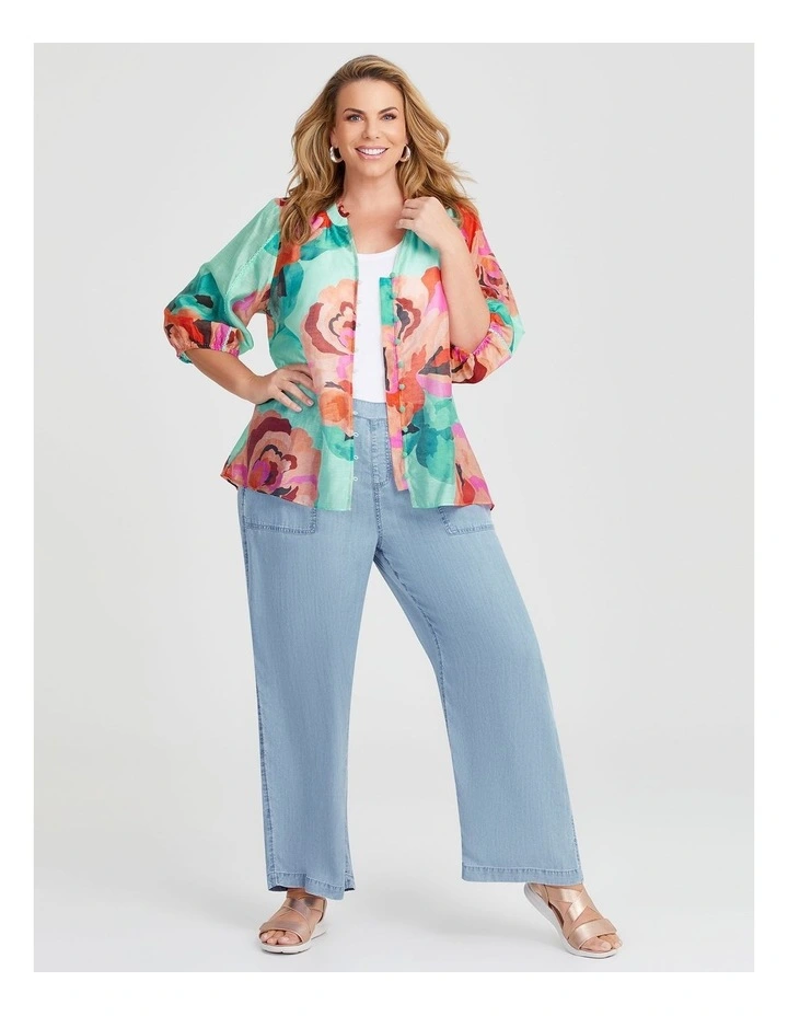 Natural Painted Bloom Top in Multi image 3
