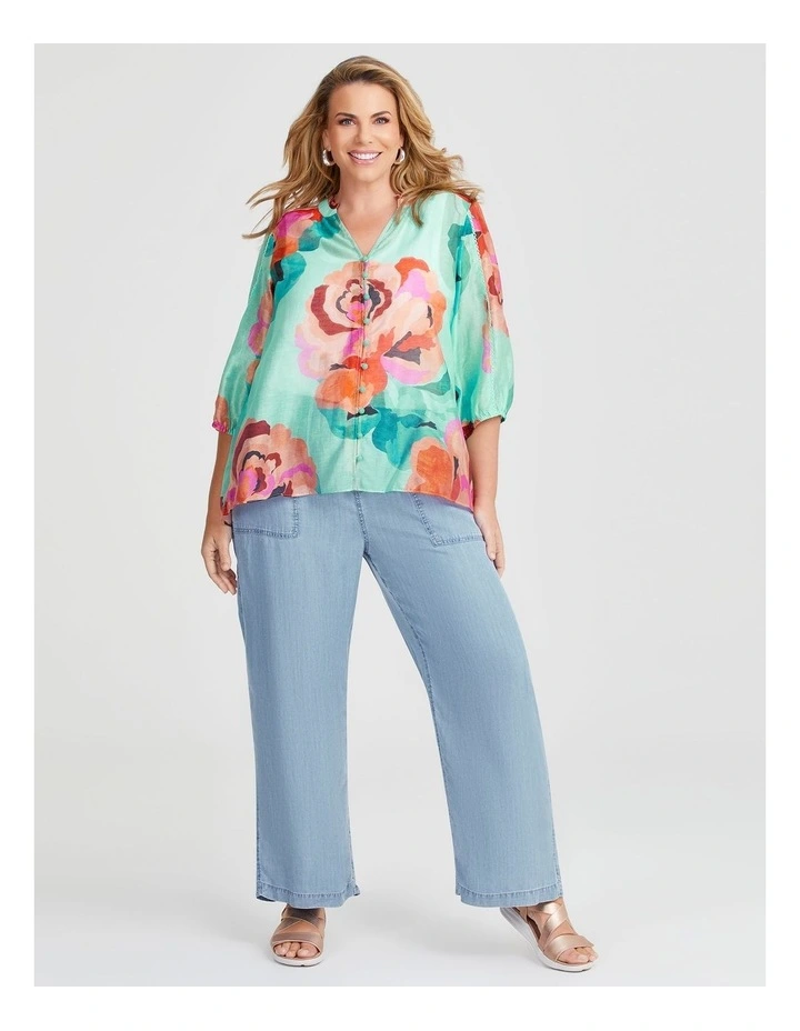 Natural Painted Bloom Top in Multi image 4