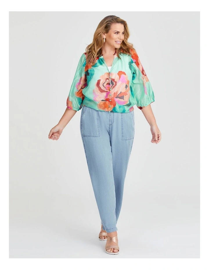 Natural Painted Bloom Top in Multi image 5